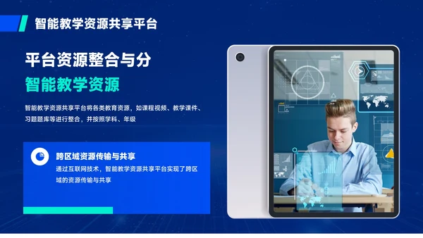 蓝绿色质感风人工智能与教育公平PPT模板