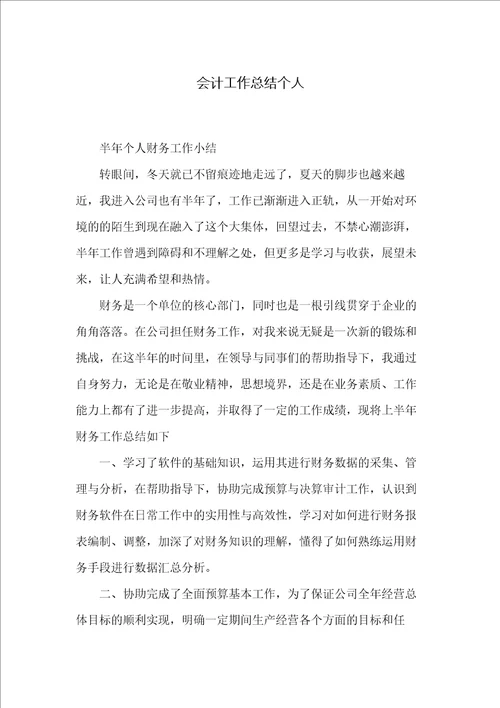 会计工作总结个人