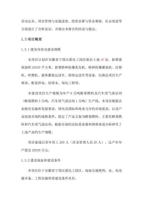 醇基燃料项目可行性研究报告.docx