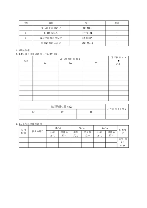 干式变压器预防性试验作业指导书