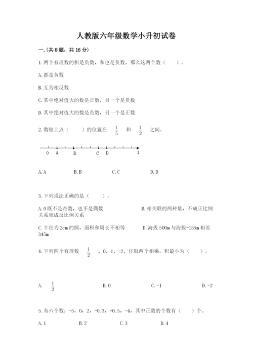 人教版六年级数学小升初试卷附参考答案（基础题）.docx