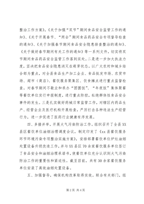 县食品药品监督管理局第一季度工作报告.docx
