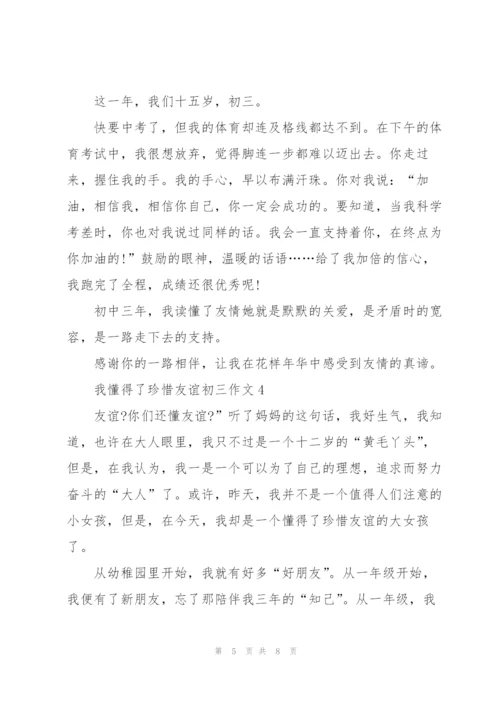 我懂得了珍惜友谊初三作文5篇.docx