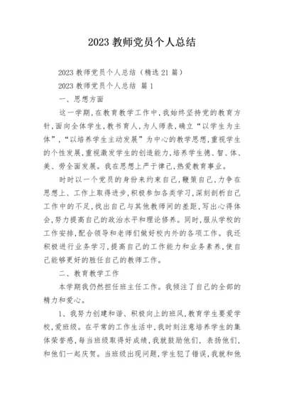 2023教师党员个人总结.docx