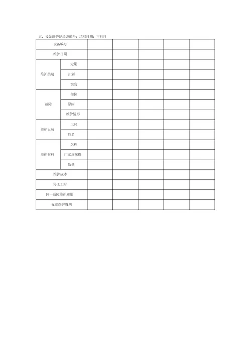 设备维护保养管理系统表格