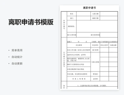 离职申请书模版