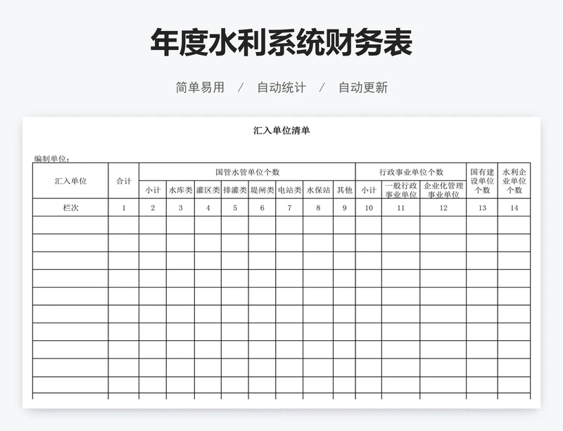 年度水利系统财务表