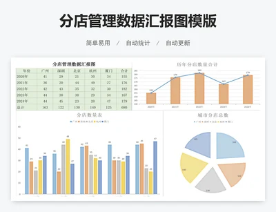 分店管理数据汇报图模版