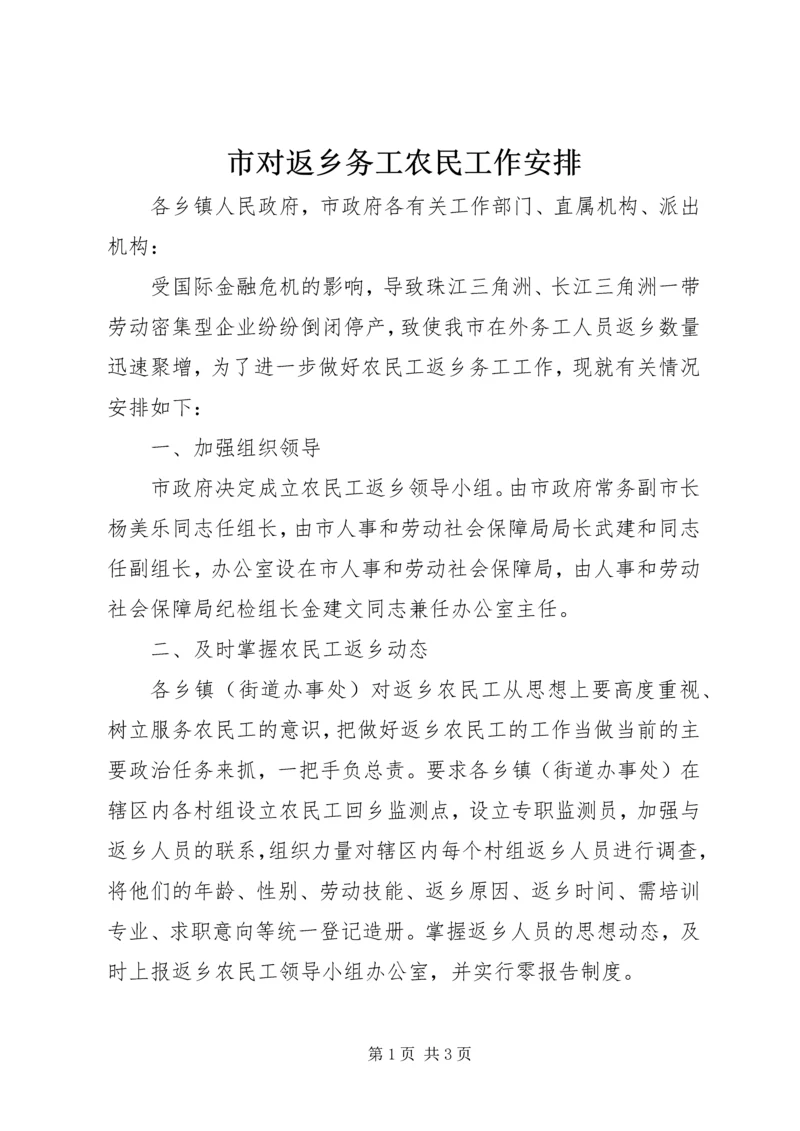 市对返乡务工农民工作安排.docx