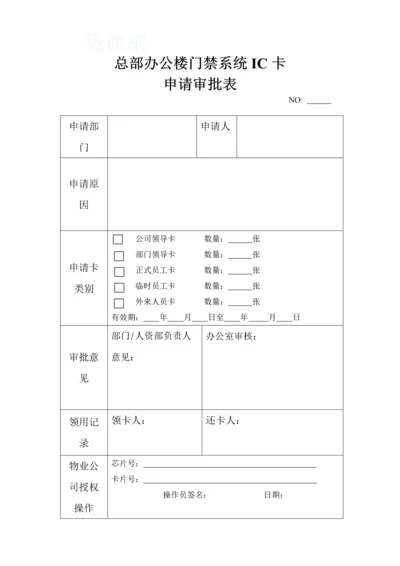 总部办公楼门禁系统ic卡申请表.docx