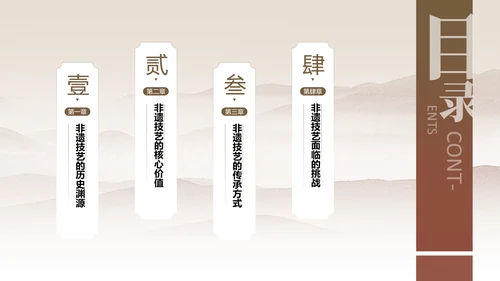 棕色中国风非遗技艺与精神的传承PPT模板