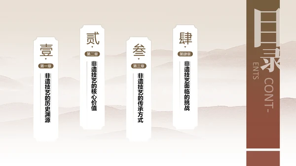 棕色中国风非遗技艺与精神的传承PPT模板