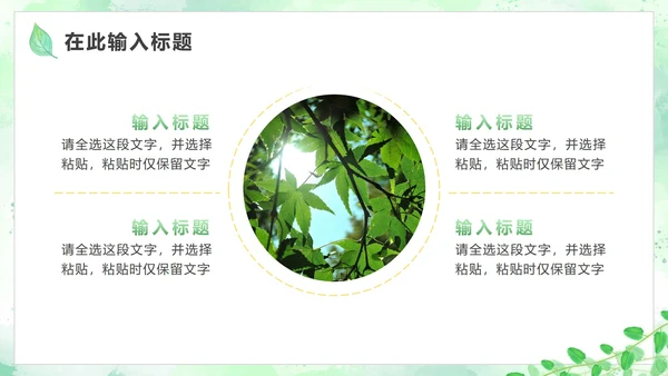 绿色简约小清新植物PPT模板