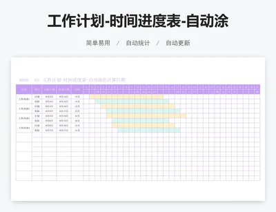 工作计划-时间进度表-自动涂色计算日期
