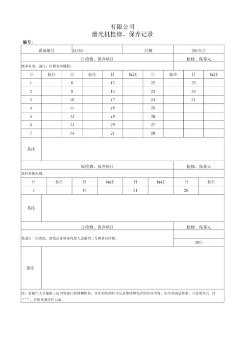 设备维修、维护保养记录表(模板).docx