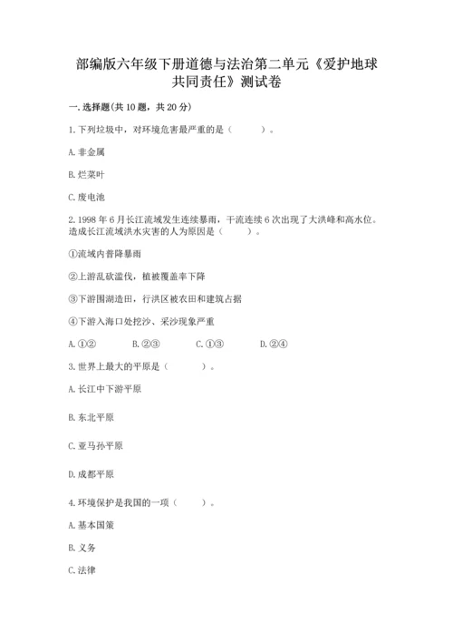 部编版六年级下册道德与法治第二单元《爱护地球 共同责任》测试卷完整.docx