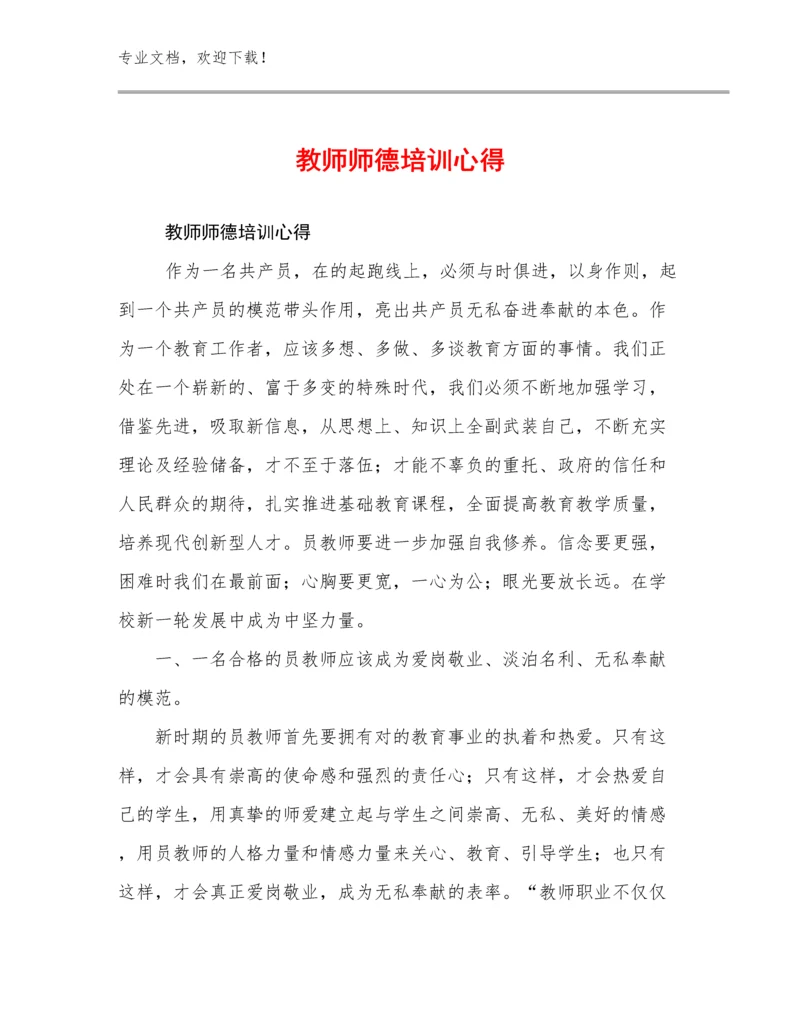 2024年教师师德培训心得优选例文13篇文档选编.docx