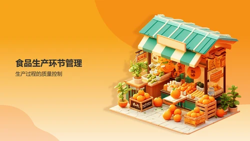 橙色3D风食品安全PPT模板