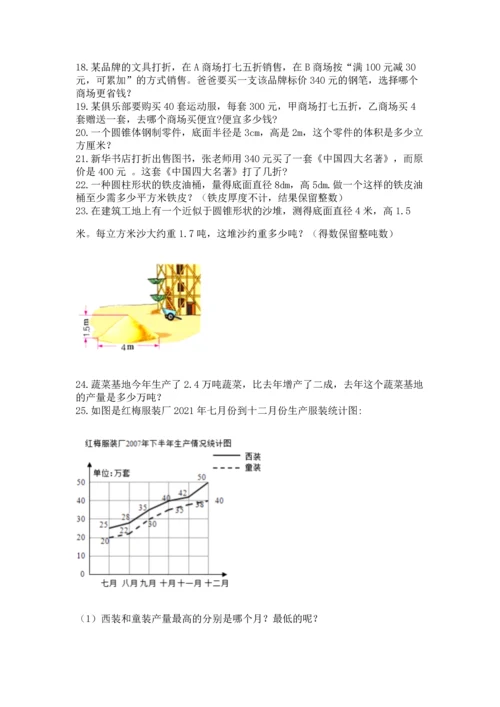 六年级小升初数学应用题50道带答案（综合题）.docx