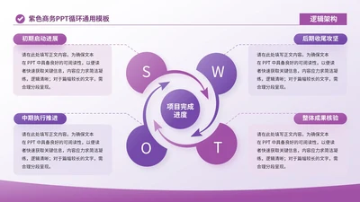 紫色商务风4项循环PP单页