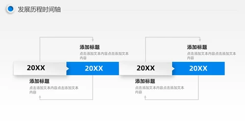 蓝色微粒体风公司发展历程时间轴图表PPT