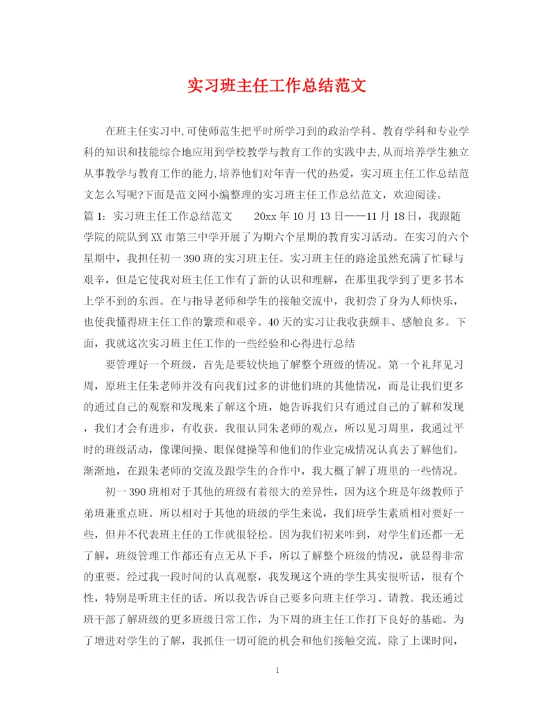 精编之实习班主任工作总结范文22.docx