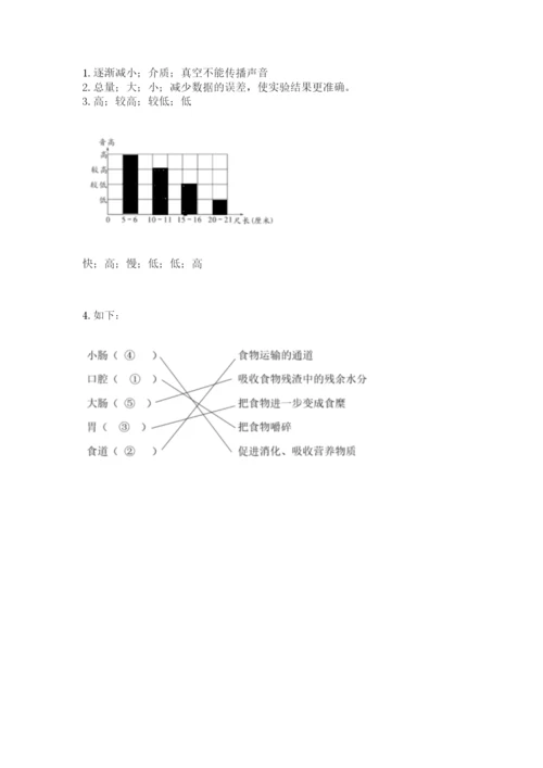 教科版四年级上册科学期末测试卷及参考答案（夺分金卷）.docx