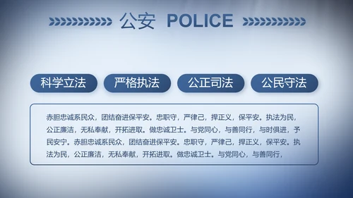 蓝色大气公安警察演讲动态PPT模板