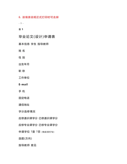 毕业论文信息表(1)