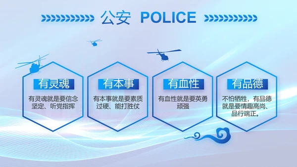 蓝色大气公安警察年终工作总结PPT