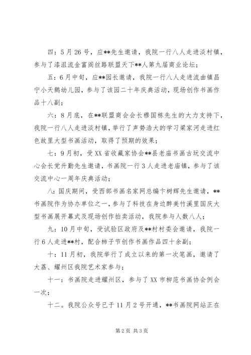 书画院某年度工作总结范文.docx