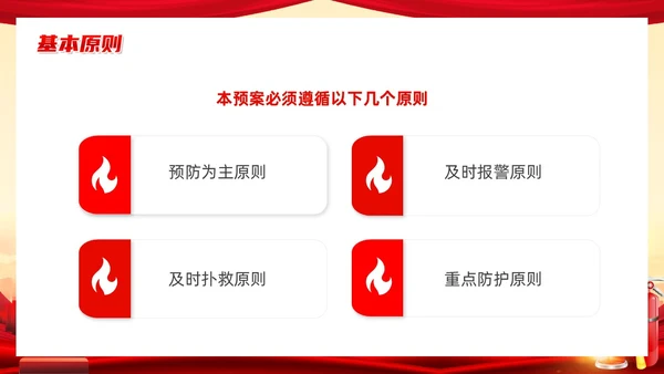 党建党政红色消防应急预案党建工作总结PPT模板应急预案培训