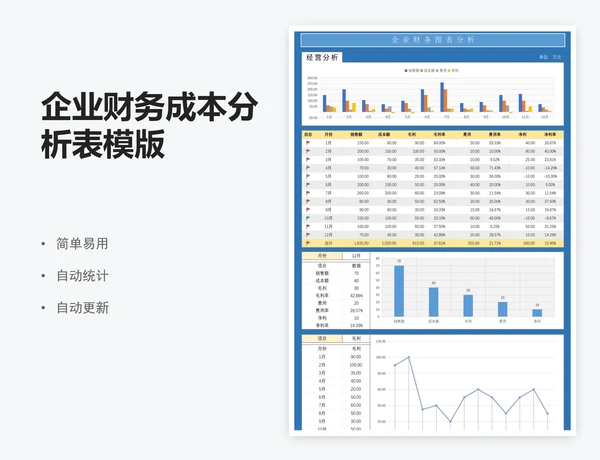 企业财务成本分析表模版