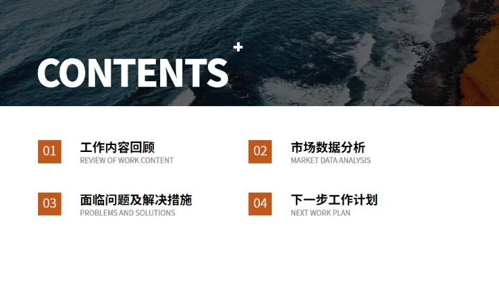 海岸线欧美杂志风工作汇报通用PPT模板