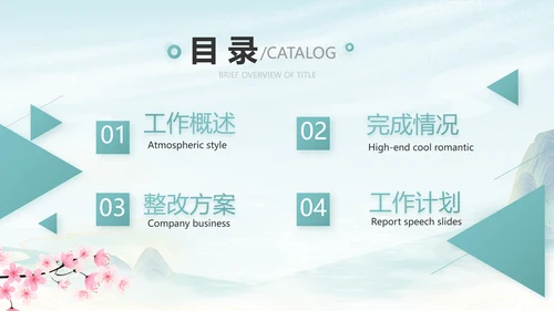 蓝色中国风春天春旅游电子相册PPT