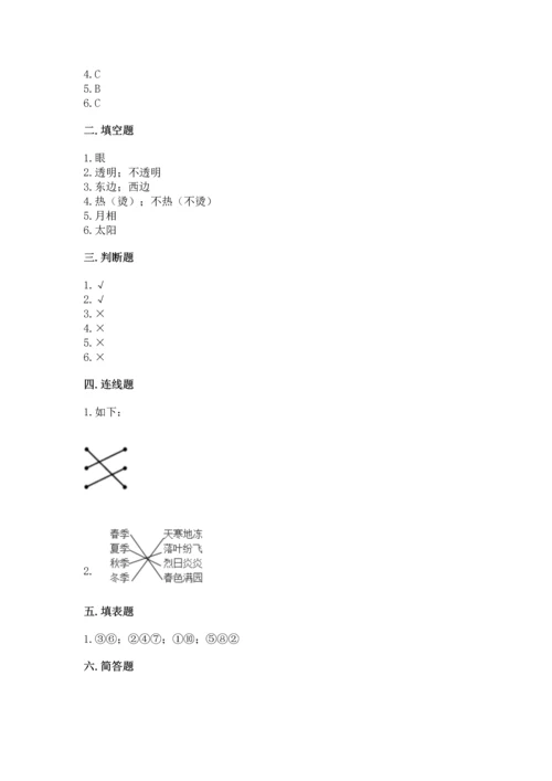 教科版二年级上册科学期末测试卷a4版.docx