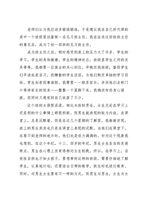 见习班主任的心得体会五篇