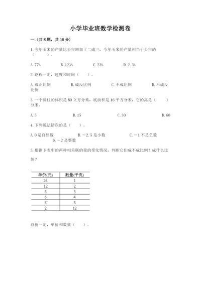 小学毕业班数学检测卷附参考答案【完整版】.docx