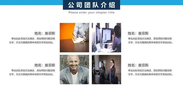商务企业架构公司团队人物介绍PPT模板