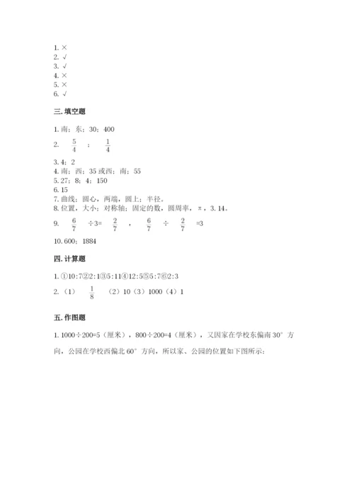 2022人教版六年级上册数学期末测试卷及参考答案（预热题）.docx