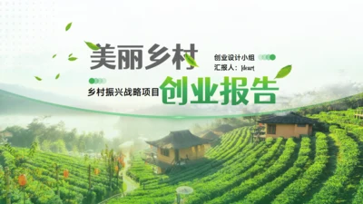 美丽乡村产业振兴村庄项目创业报告通用PPT模板