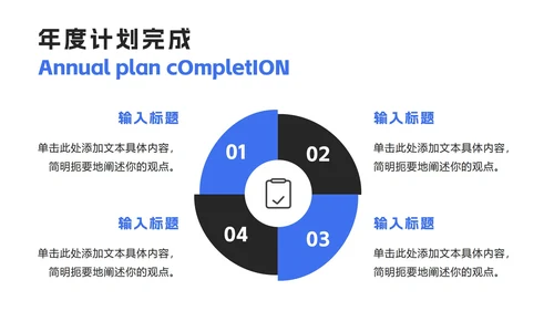 蓝黑撞色年终总结汇报ppt模板