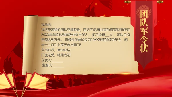 军令状开门红通用PPT模板