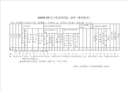 工资条工资发放记录台账