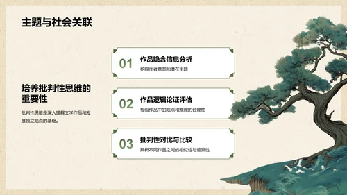 绿色复古国风文学培训课件PPT模板
