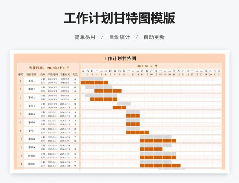 工作计划甘特图模版