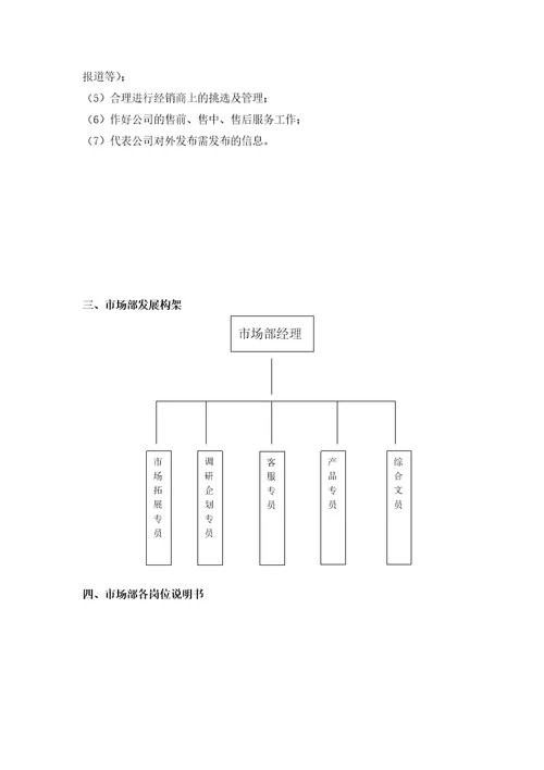 市场部功能职责说明