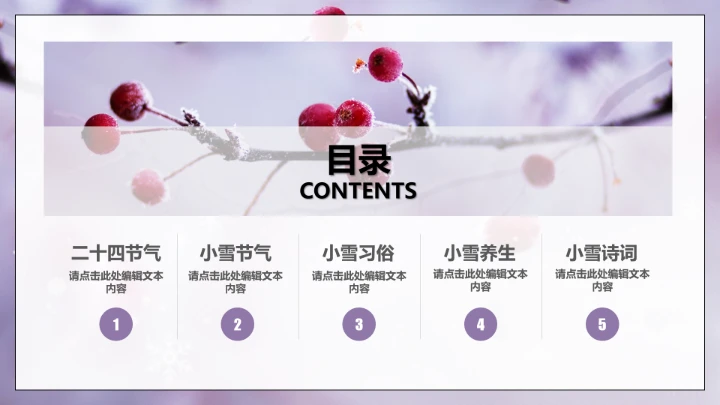 唯美简约小雪节气雪景二十四节气介绍PPT模板