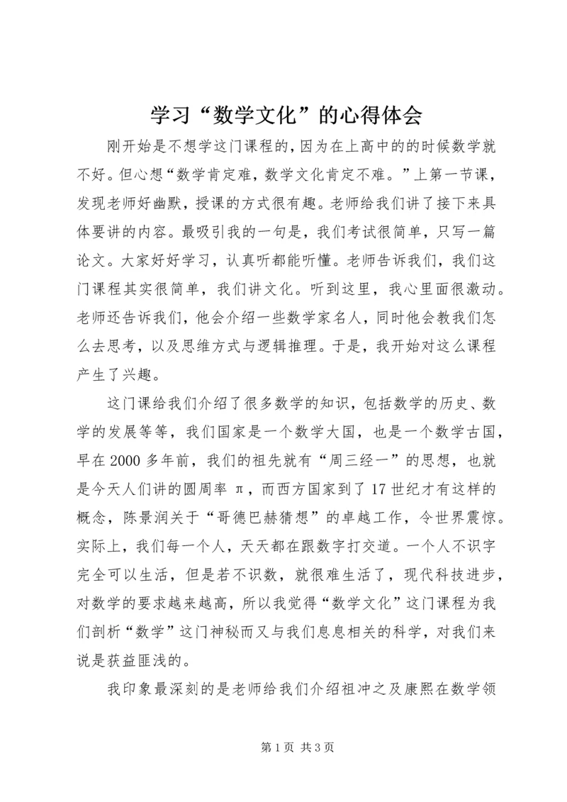 学习“数学文化”的心得体会 (2).docx