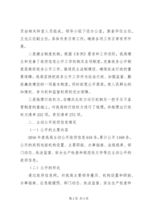 县安监局XX年政府信息公开工作年度报告.docx